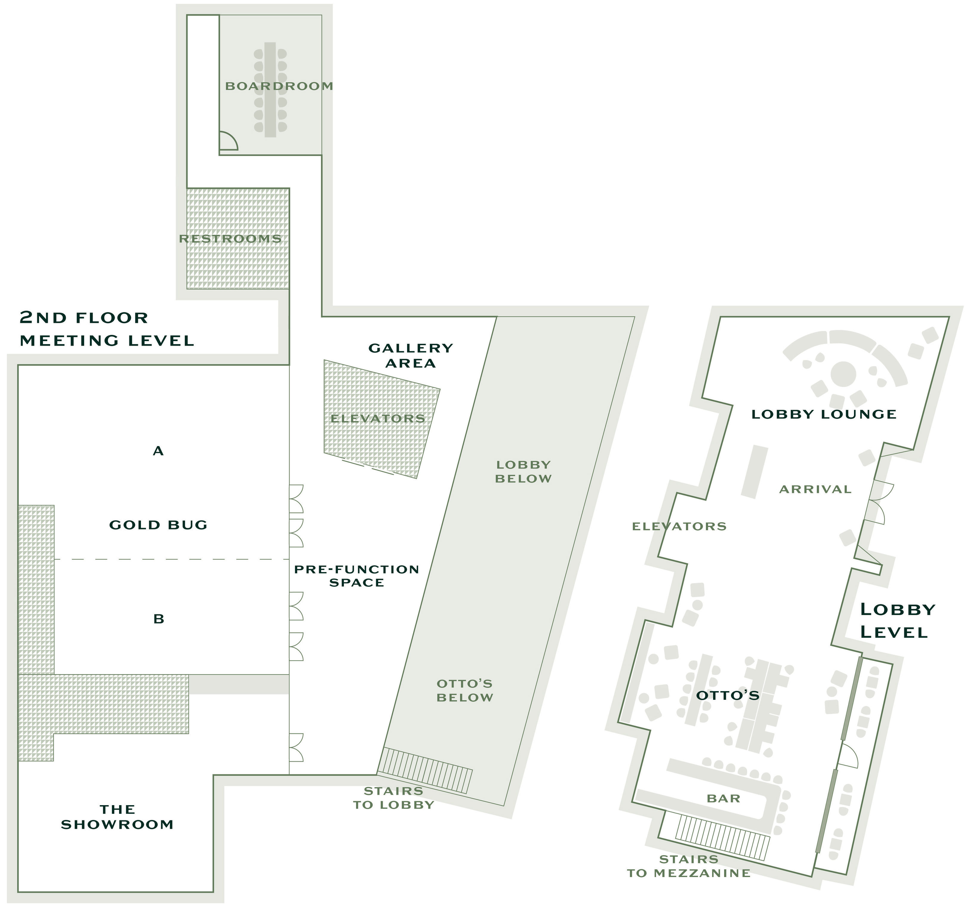 a green and white floor plan