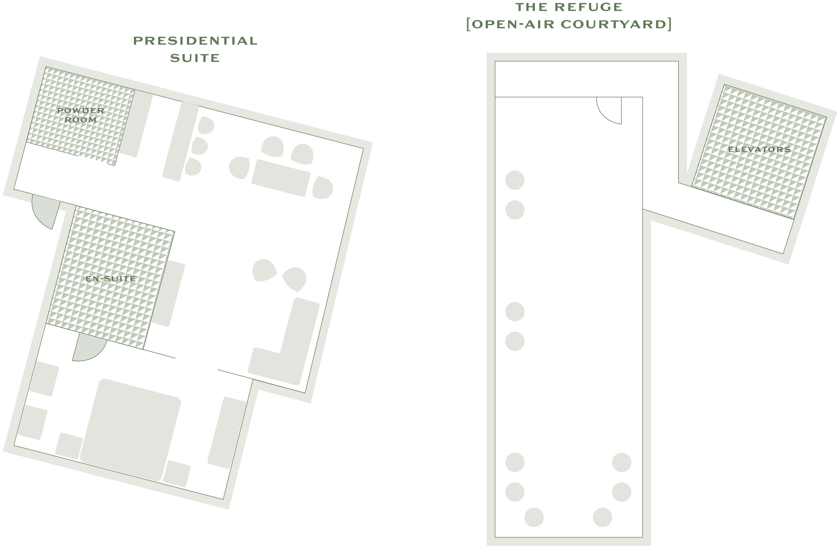 a green and white floor plan